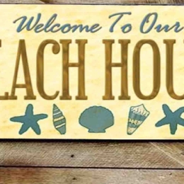 Welcome to our beach house ξύλινος χειροποίητος πίνακας