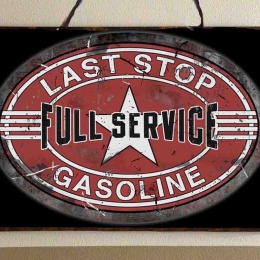 Last stop service vintage ξύλινος πίνακας