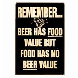 Beer has food value vintage ξύλινος χειροποίητος πίνακας