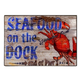 Seafoods καβούρι vintage ξύλινο χειροποίητο πινακάκι