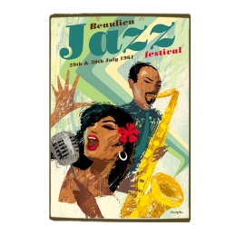 Vintage ξύλινο χειροποίητο πινακάκι σαξόφωνο jazz