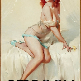 Ρετρό ξύλινο πινακάκι με pinup girl για την κρεβατοκάμαρα