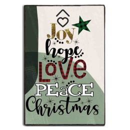 Χριστουγεννιάτικο vintage ξύλινο πινακάκι joy hope love peace Christmas