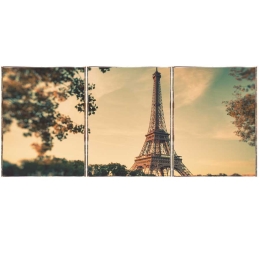 Paris retro τρίπτυχος πίνακας χειροποίητος 