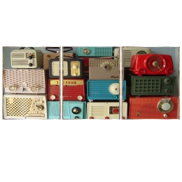 Radio retro τρίπτυχος πίνακας χειροποίητος 