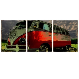 Volkswagen retro τρίπτυχος πίνακας χειροποίητος 