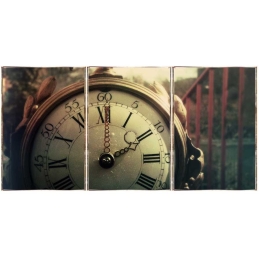 Vintage clock τρίπτυχος πίνακας χειροποίητος 