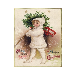 Retro Christmas vintage Χριστουγεννιάτικο ξύλινο πινακάκι