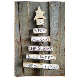 A very merry Christmas vintage Χριστουγεννιάτικο ξύλινο πινακάκι