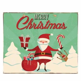 Merry Christmas vintage Χριστουγεννιάτικο ξύλινο πινακάκι