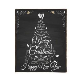 Merry Christmas vintage Χριστουγεννιάτικο ξύλινο πινακάκι chalkboard