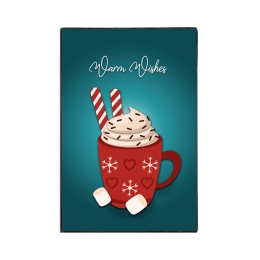 Warm Wishes ξύλινο χειροποίητο πινακάκι χριστουγεννιάτικο