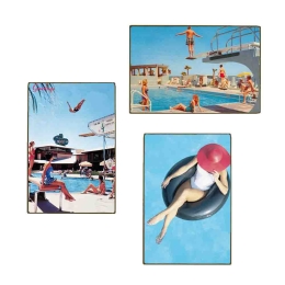 By the pool σετ τριών τεμαχίων από ξύλινους χειροποίητους πίνακες