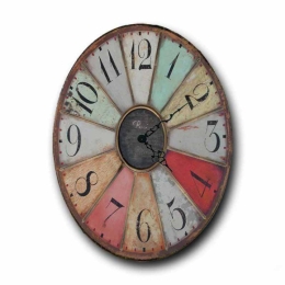 Vintage ρολόι τοίχου Paris mix oval ξύλινο χειροποίητο 48x64 εκ