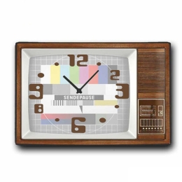 Retro ρολόι τοίχου TV ξύλινο χειροποίητο 48x32 εκ