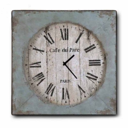 Vintage ρολόι τοίχου café du Parc ξύλινο χειροποίητο