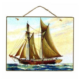 Vintage χειροποίητος πίνακας με απεικόνιση παλιού ιστιοφόρου
