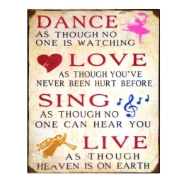 Vintage χειροποίητο dance love sing live 25x20 εκ