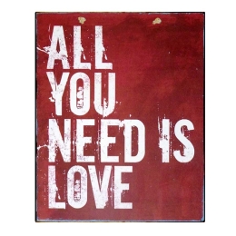 Πίνακας χειροποίητος κόκκινος all you need is love 20x25 εκ
