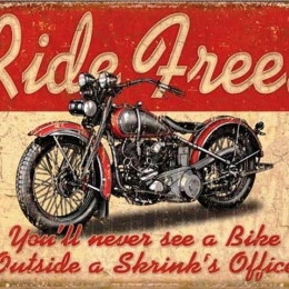 Vintage πίνακας χειροποίητος ride free 25x20 εκ