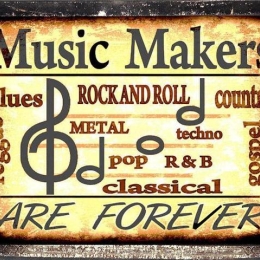 Ρετρό πίνακας χειροποίητος music makers are forever 25x20 εκ