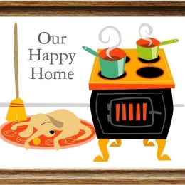 Ρετρό πίνακας χειροποίητος our happy home 25x20 εκ