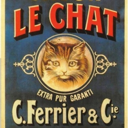 Le chat ρετρό διαφήμιση πίνακας χειροποίητος 20x25 εκ