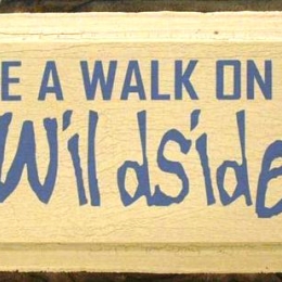 Ρετρό ξύλινος πίνακας χειροποίητος take a walk on the wild side 26x13 εκ