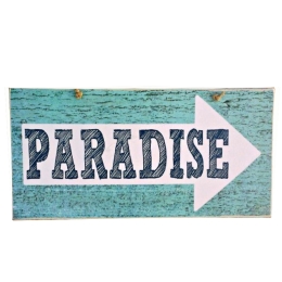 Ρετρό ξύλινος πίνακας χειροποίητος paradise