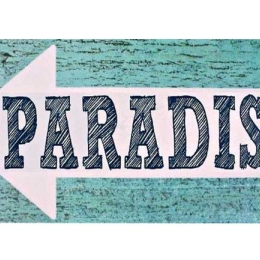Ρετρό ξύλινος πίνακας χειροποίητος paradise αριστερά