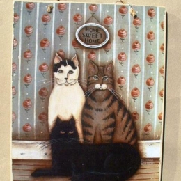 Πίνακας χειροποίητος family cats 20x25 εκ