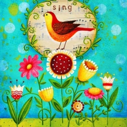 Πίνακας χειροποίητος bird sing 