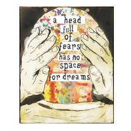 Πίνακας χειροποίητος head full of fears 20x25 εκ