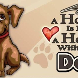 Ξύλινος ρετρό πίνακας χειροποίητος a house is not a home without a dog 26x13 εκ