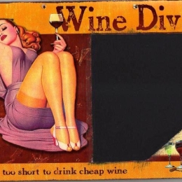 Wine diva ρετρό χειροποίητος μαυροπίνακας