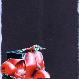 Κόκκινη Vespa χειροποίητος μαυροπίνακας