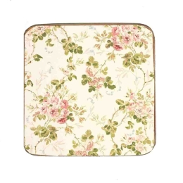 Σουβέρ ξύλινo χειροποίητo beige floral 