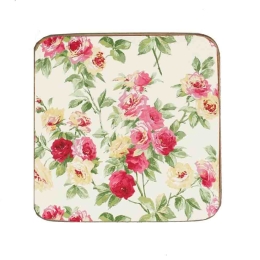 Σουβέρ ξύλινo χειροποίητo white floral 