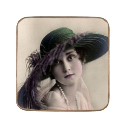 Σουβέρ ξύλινo χειροποίητo vintage lady