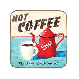 Σουβέρ ξύλινo χειροποίητo hot coffee