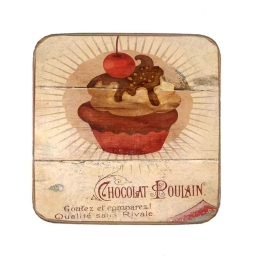 Σουβέρ ξύλινo χειροποίητo chocolat poulain