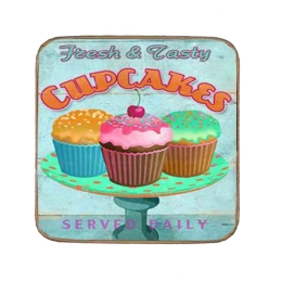 Σουβέρ ξύλινo χειροποίητo fresh and tasty cupcakes 