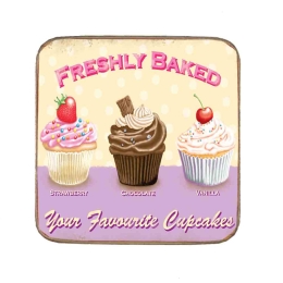 Σουβέρ ξύλινo χειροποίητo freshly baked cupcakes