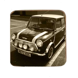 Σουβέρ ξύλινo χειροποίητo striped Mini Cooper