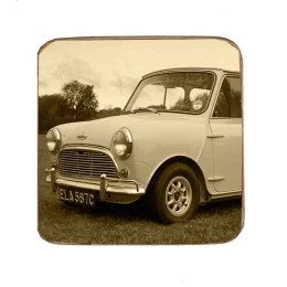 Σουβέρ ξύλινo χειροποίητo ρετρό Mini Cooper 