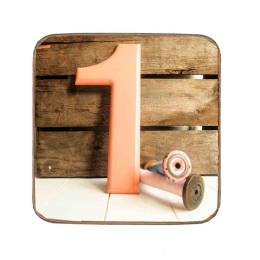 Σουβέρ ξύλινo χειροποίητo number one metallic