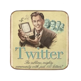 Σουβέρ ξύλινo χειροποίητo retro web Twitter