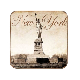 Σουβέρ ξύλινo χειροποίητo New York statue of liberty