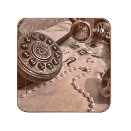 Σουβέρ ξύλινo χειροποίητo retro telephones