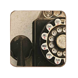 Σουβέρ ξύλινo χειροποίητo retro telephone